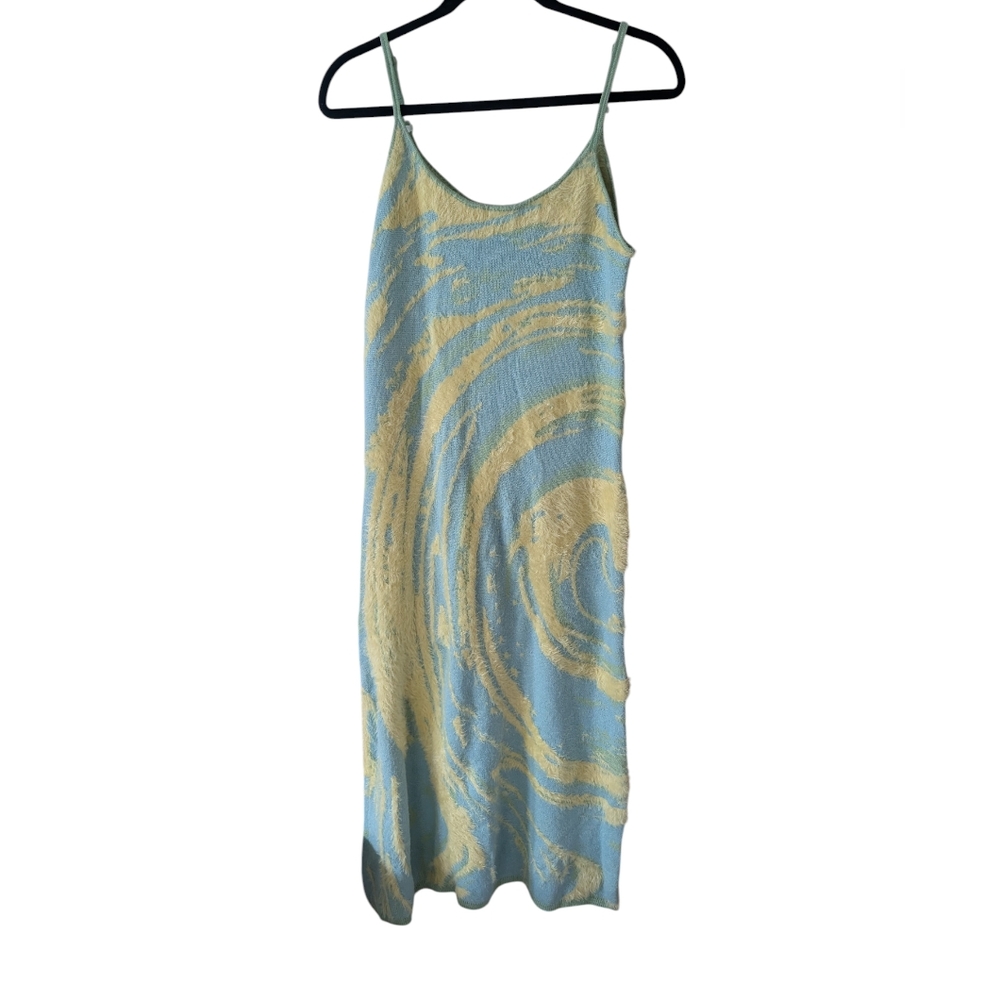 House Of Sunny Cypress Hockney Cucumber Fuzzy Knit Cutout Midi Dress Size 8‎ - Picture 2 of 10